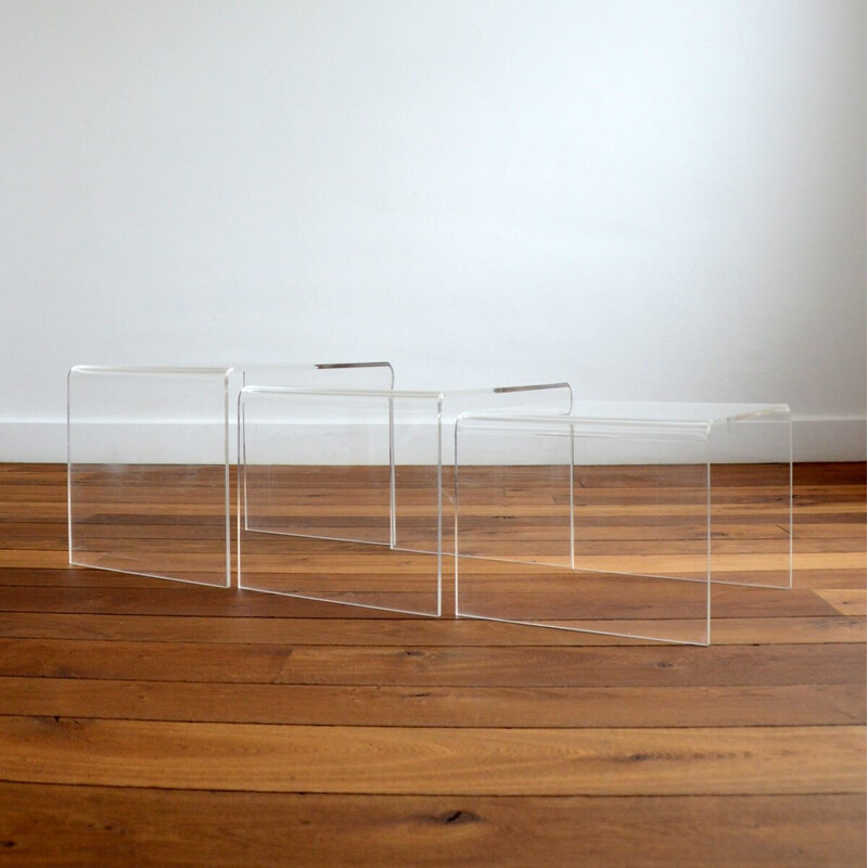 Vintage plexiglass nesting tables, 1970s