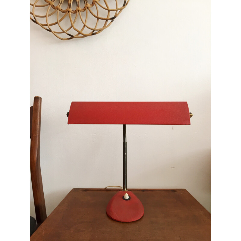 Desk lamp with brass flexible arm - 1950s