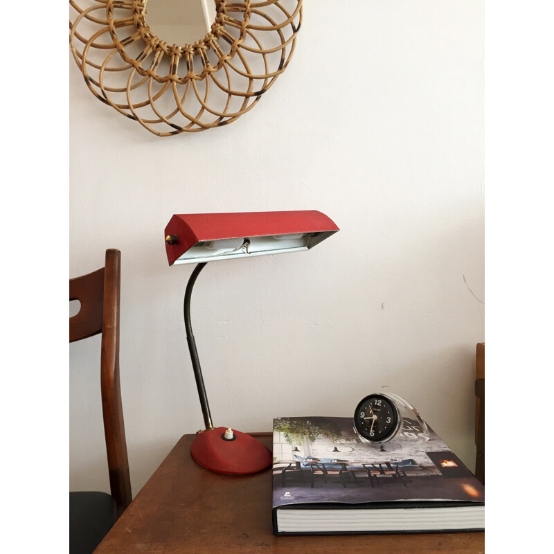 Lampe de bureau avec bras flexible en laiton - 1950