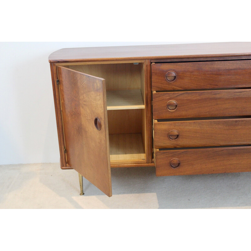 Vintage walnut and brass sideboard by William Watting for Fristho, Denmark 1955