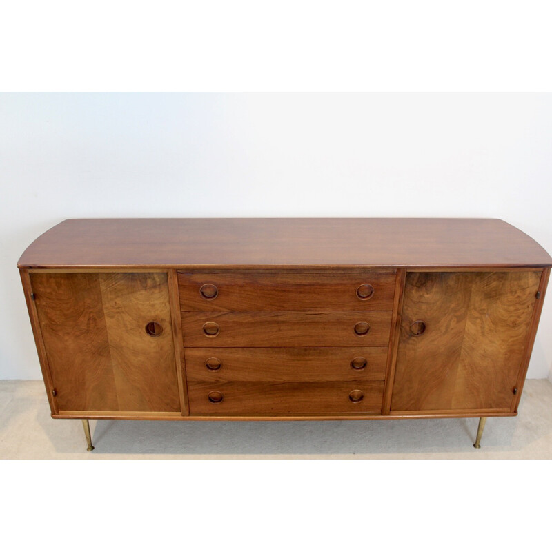Vintage walnut and brass sideboard by William Watting for Fristho, Denmark 1955