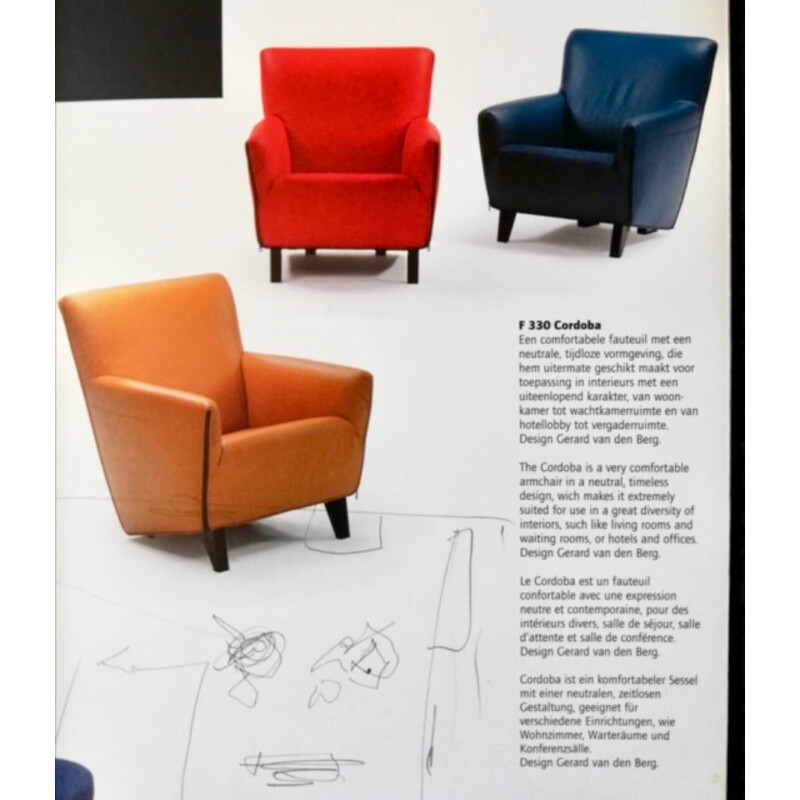 Coppia di sedie lounge vintage in pelle F330 di Gerard van den Berg per Artifort