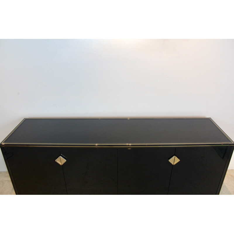 Vintage French lowboard in black lacquer by Pierre Vandel Paris