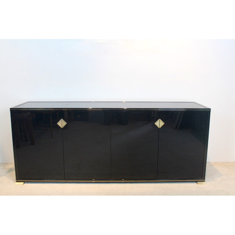 Vintage French lowboard in black lacquer by Pierre Vandel Paris