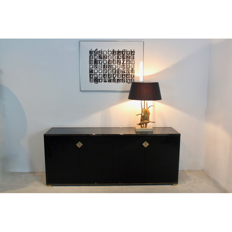 Credenza francese vintage in lacca nera di Pierre Vandel Paris