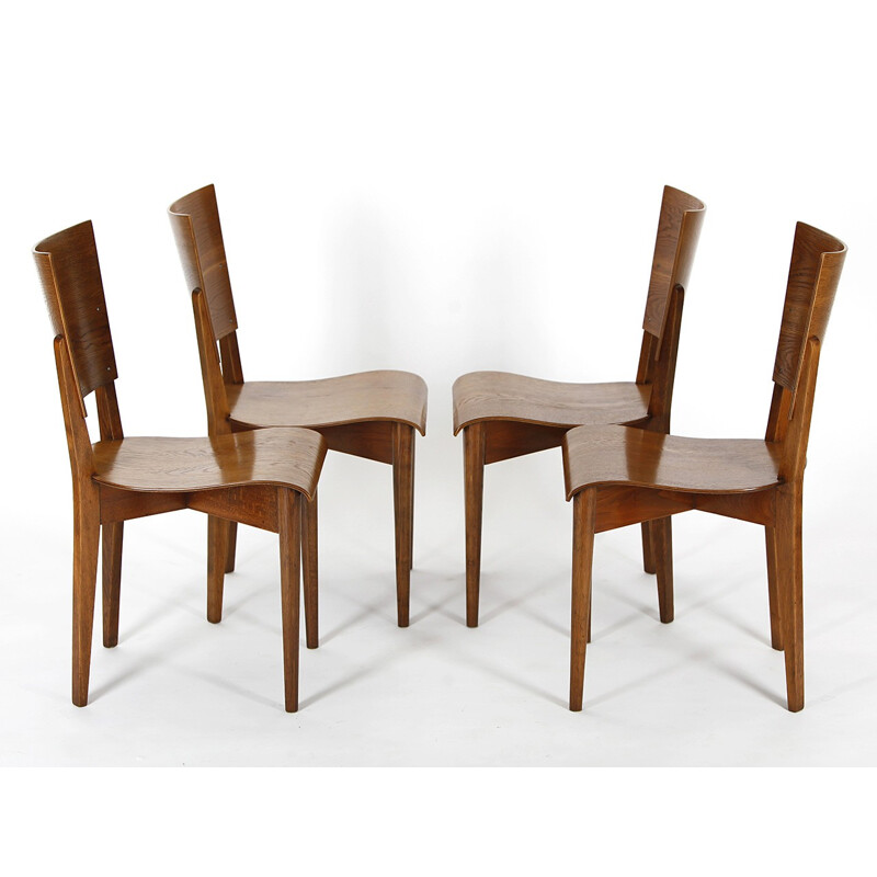 4 Dining Chairs H-59 by Jindrich Halabala - 1930s