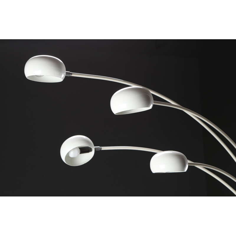 5 branches white floor lamp - 1970s