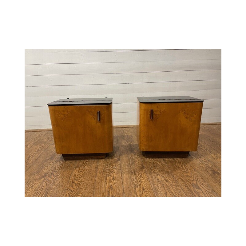 Pair of vintage night stands by Jindrich Halabala, Czechoslovakia 1960s