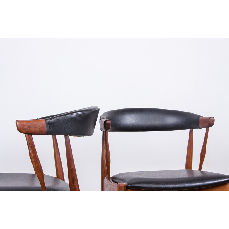 Dänische Vintage-Stühle aus Teakholz und Skai von Johannes Andersen für Broderna, 1960