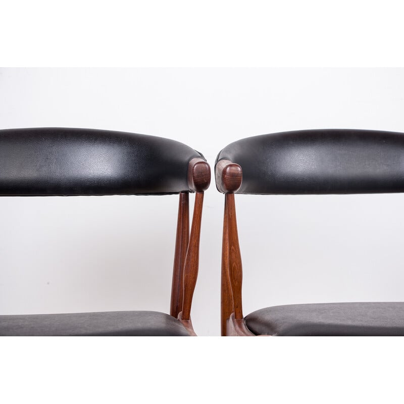 Dänische Vintage-Stühle aus Teakholz und Skai von Johannes Andersen für Broderna, 1960