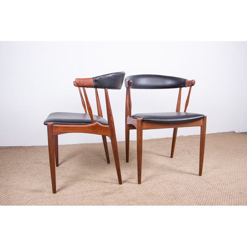 Vintage Danish teak and skai chairs by Johannes Andersen for Broderna, 1960