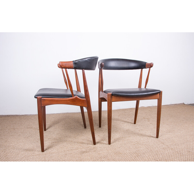 Vintage Deense teak en skai stoelen van Johannes Andersen voor Broderna, 1960