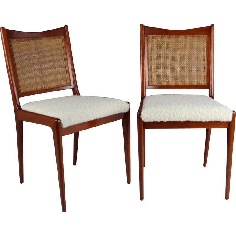 Paar schwedische Stühle aus Teakholz und Stoff aus der Mitte des Jahrhunderts