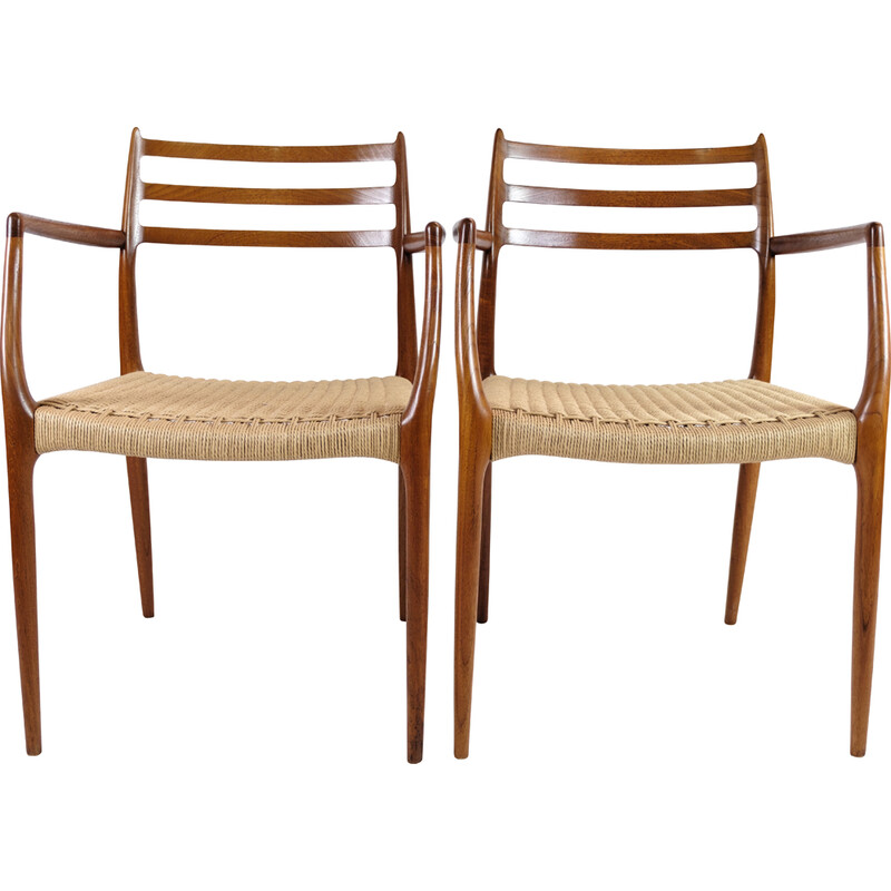 Pair of vintage teak armchairs by N.O. Møller for J. L. Møllers Møbelfabrik, 1962s