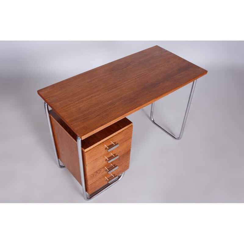Bauhaus vintage oakwood writing desk by Robert Slezak, 1930s