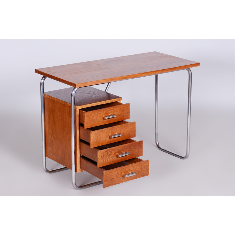 Bauhaus vintage oakwood writing desk by Robert Slezak, 1930s