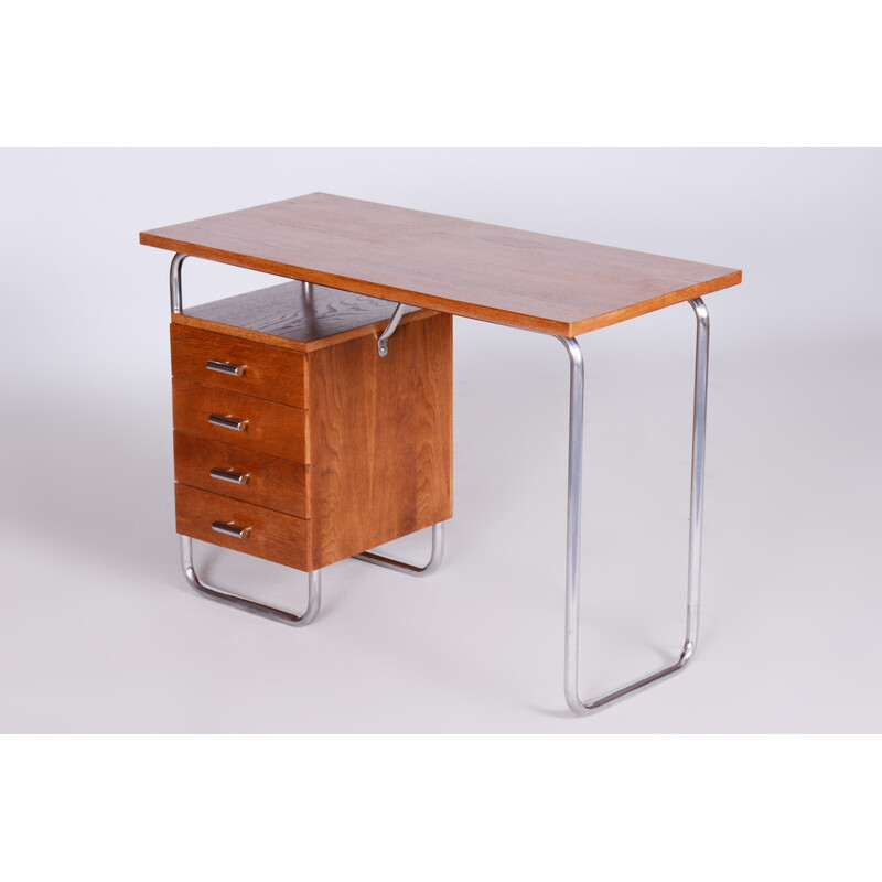 Bauhaus vintage oakwood writing desk by Robert Slezak, 1930s