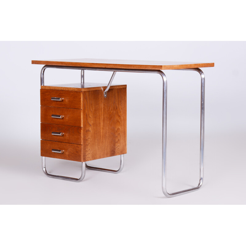 Bauhaus vintage oakwood writing desk by Robert Slezak, 1930s