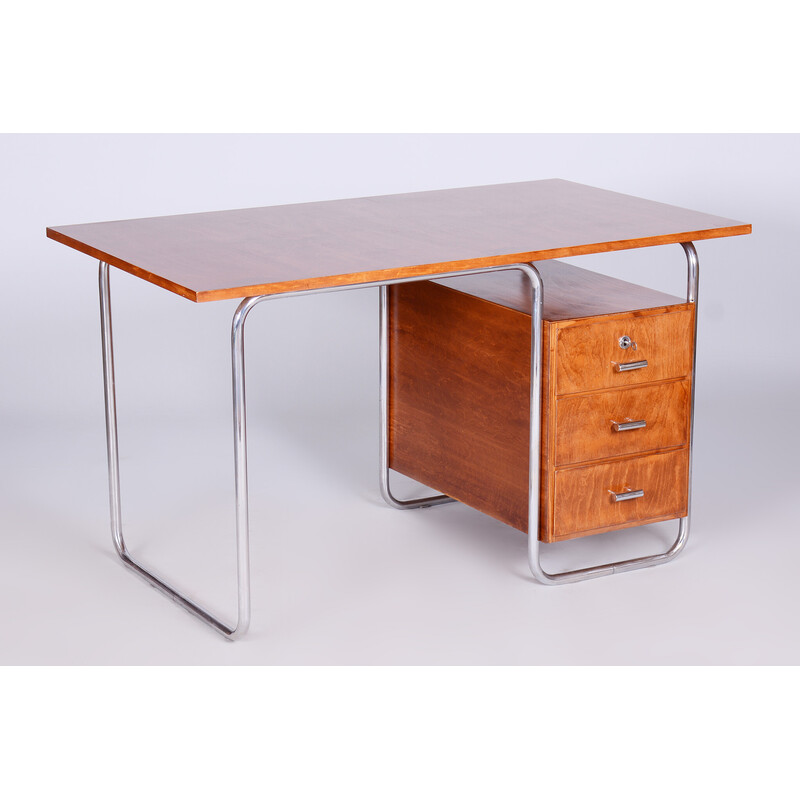 Bauhaus vintage beechwood writing desk by Robert Slezak, 1930s