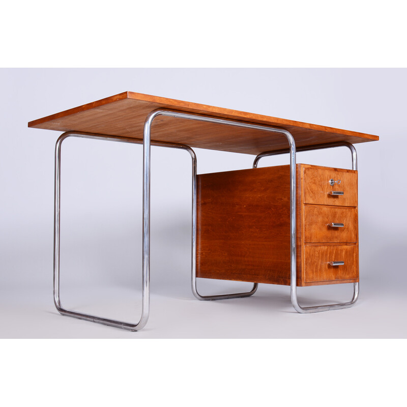 Bauhaus vintage beechwood writing desk by Robert Slezak, 1930s