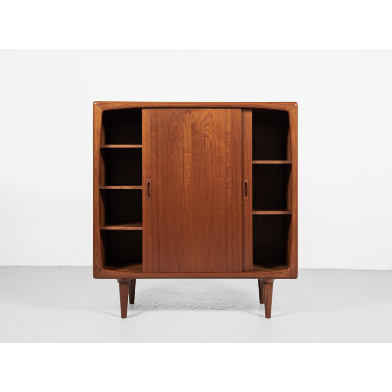 Mid century Danish highboard in teak with sliding doors by Hp Hansen, 1960s