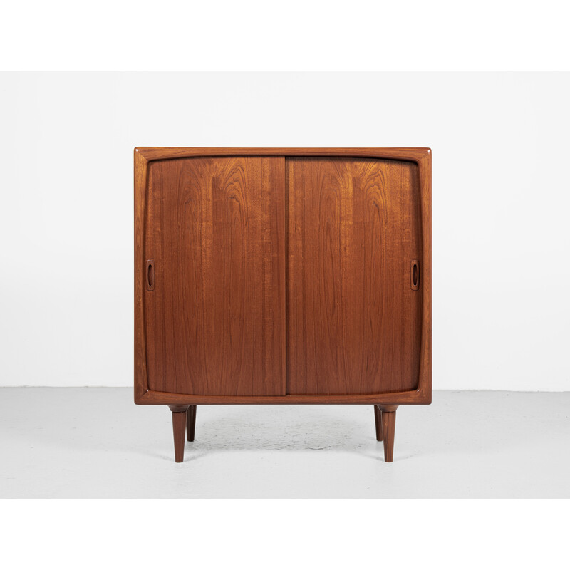 Mid century Danish highboard in teak with sliding doors by Hp Hansen, 1960s