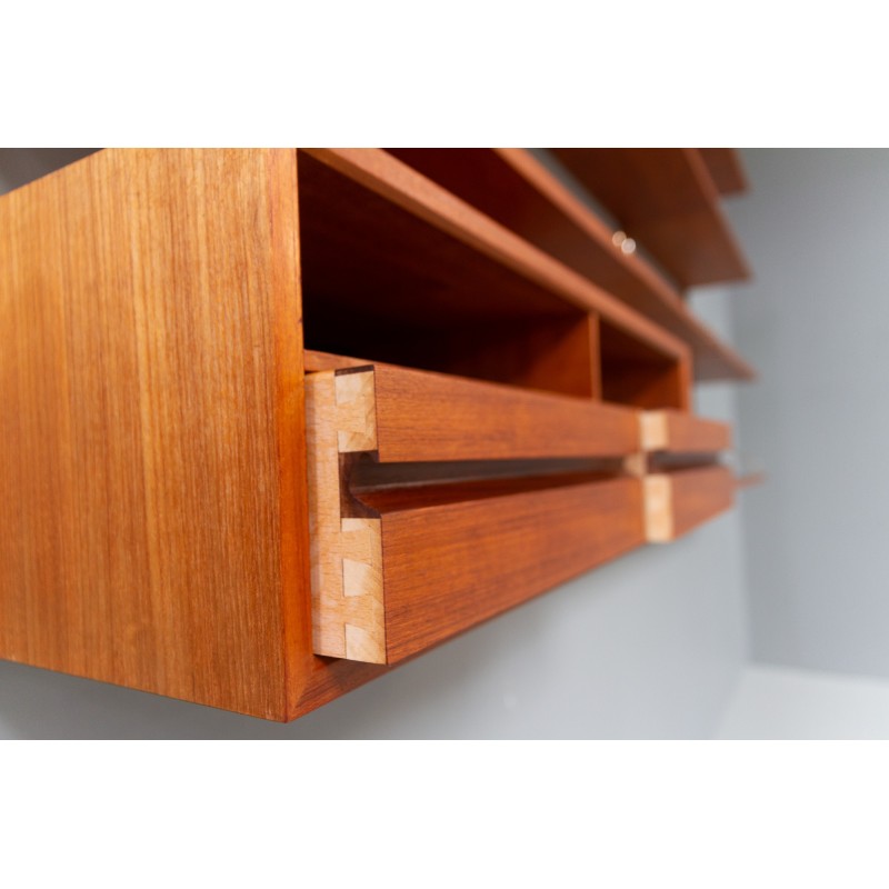 Vintage modular teak wall unit by Poul Cadovius for Cado, Denmark 1950s