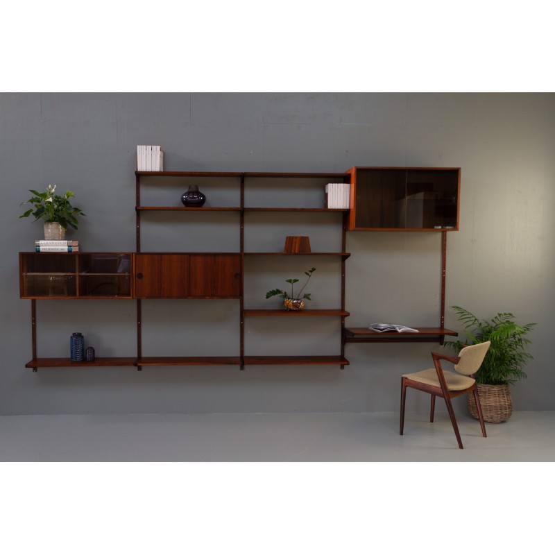 Vintage rosewood wall unit by Kai Kristiansen for Fm, Denmark 1960