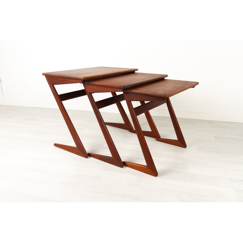 Vintage teak nesting tables by Erling Torvits for Heltborg Furniture, Denmark 1950