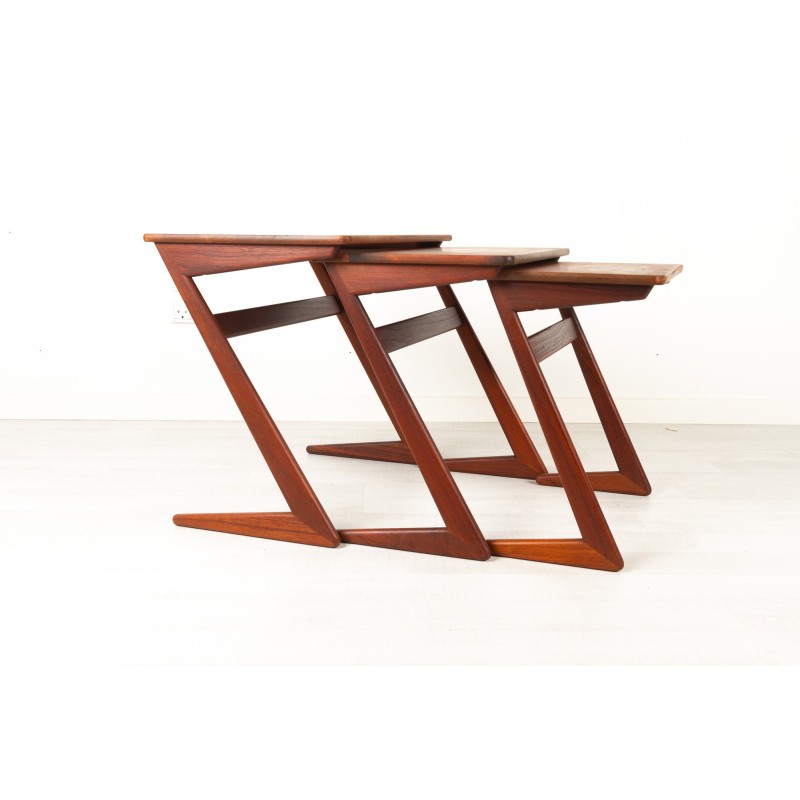 Vintage teak nesting tables by Erling Torvits for Heltborg Furniture, Denmark 1950
