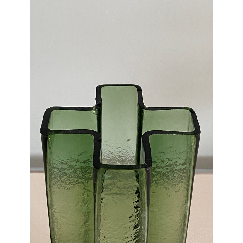 Vintage green glass vases by Gullaskruf, Sweden 1960