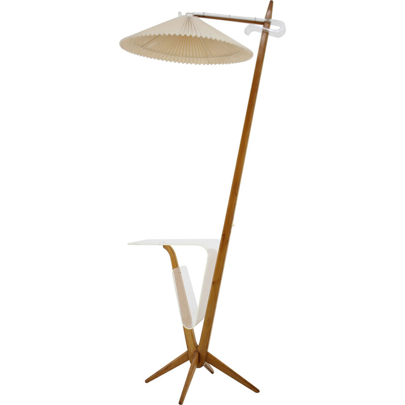 Vintage oakwood floor lamp by Uluv, Czechoslovakia 1970s