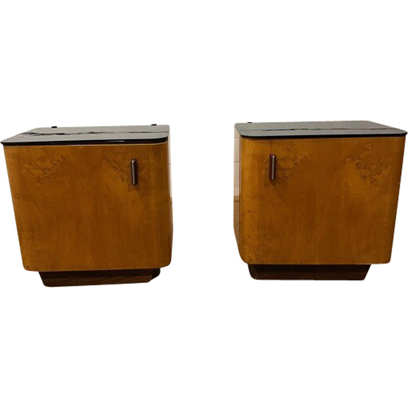 Pair of vintage night stands by Jindrich Halabala, Czechoslovakia 1960s
