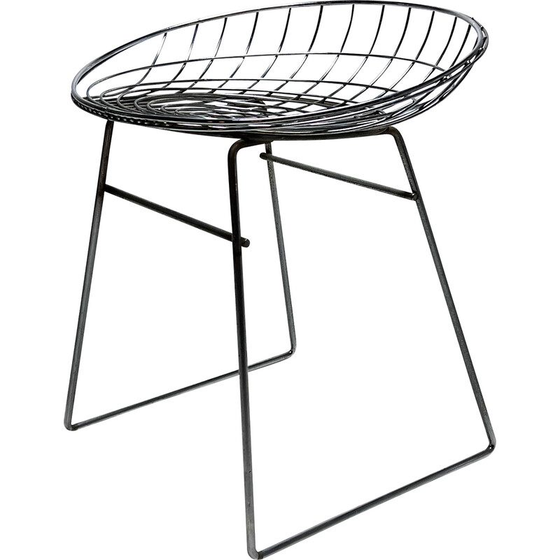 Vintage wire stool Km05 by Cees Braakman for Pastoe, 1950s