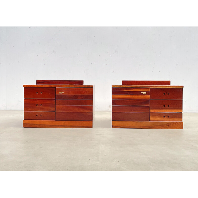 Pair of vintage wooden night stands, Italy 1970s