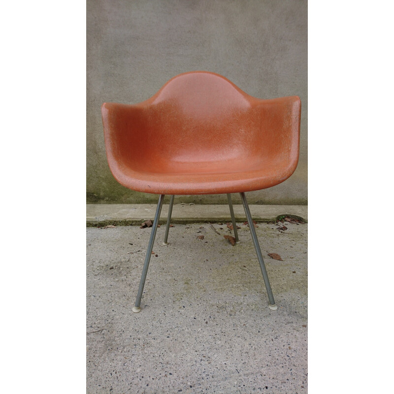 Orange DAX chair by Charles EAMES for Herman Miller - 1950s