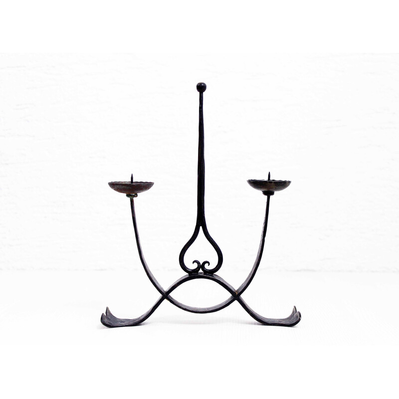 Vintage wrought iron candlestick, 1970