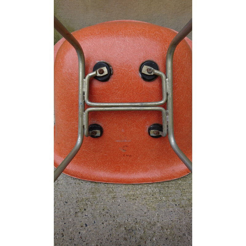 Orange DAX chair by Charles EAMES for Herman Miller - 1950s