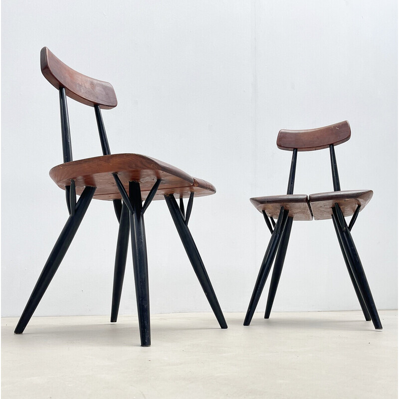 Pair of vintage Artek prikka chairs by llmari Tapiovaara for Laukaan Puu, Finland 1960