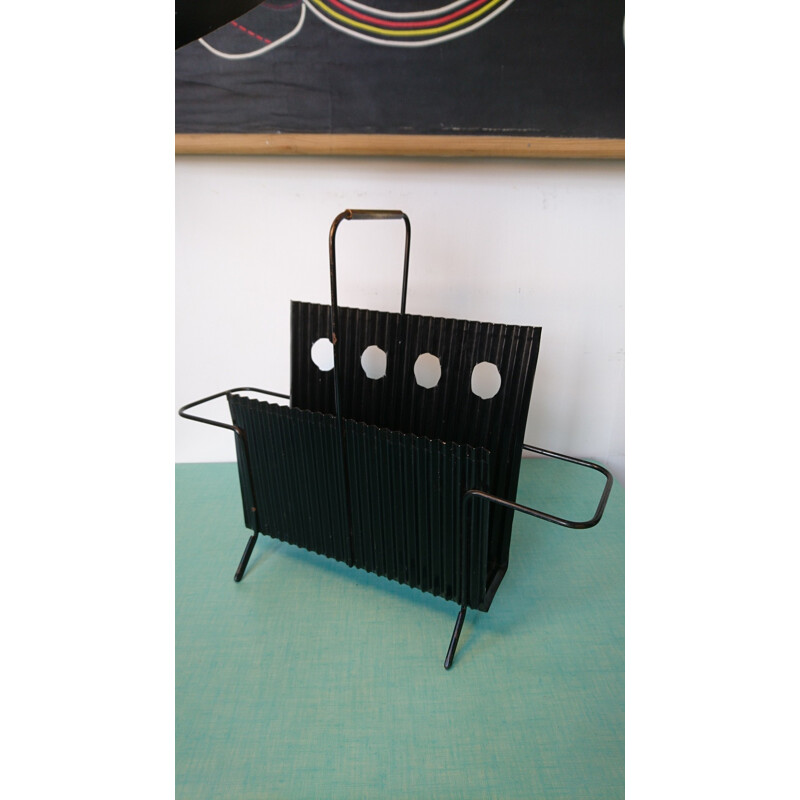 Black magazine rack model JAVA by Mathieu Mategot - 1950s