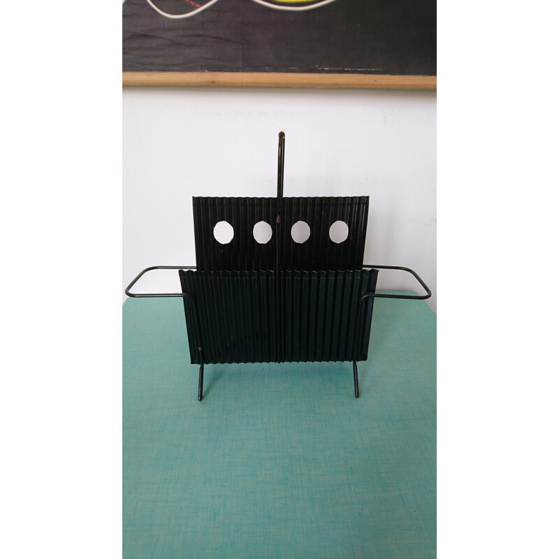 Black magazine rack model JAVA by Mathieu Mategot - 1950s