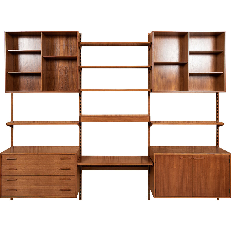 Mid century Danish wall system in teak by Kai Kristiansen for Fm, 1960s