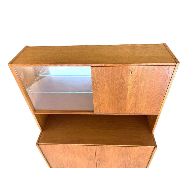 Vintage U-450 display cabinet in oak by Jiri Jiroutek for Interier Praha, Czechoslovakia 1960