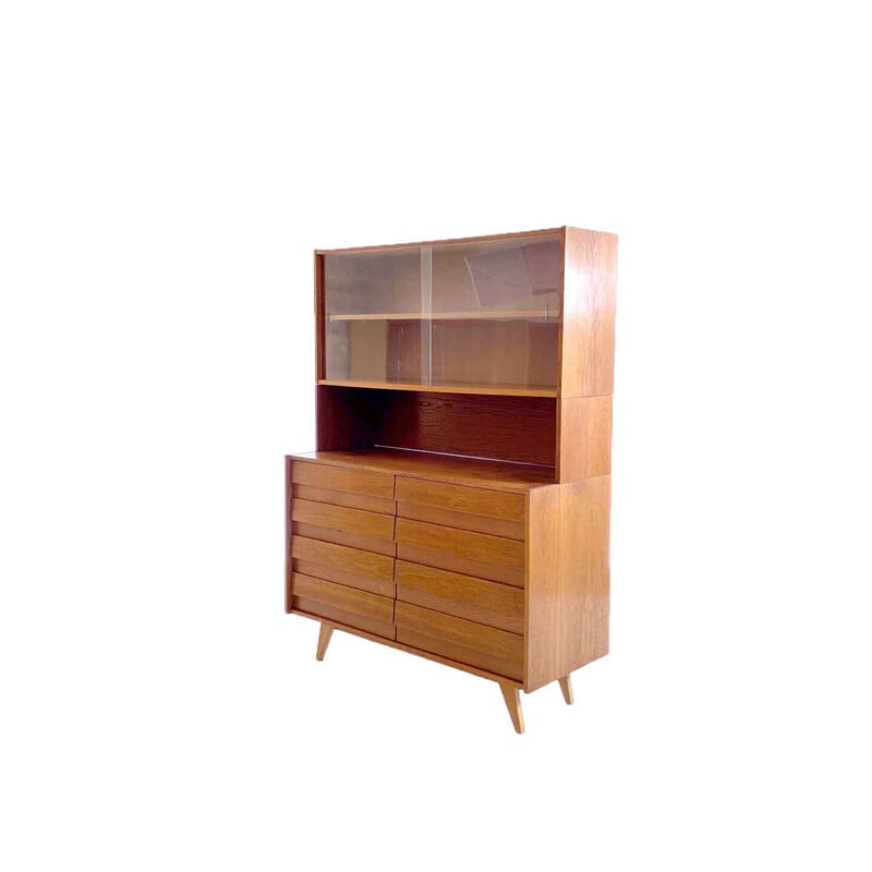 Vintage U-450 display cabinet in oak by Jiri Jiroutek for Interier Praha, Czechoslovakia 1960