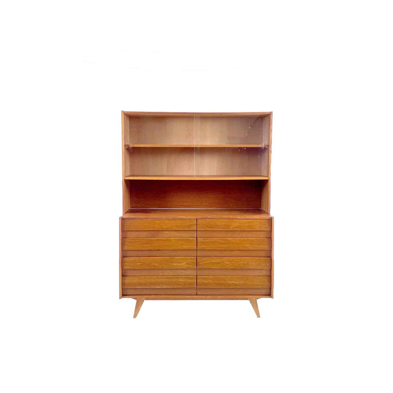 Vintage U-450 display cabinet in oak by Jiri Jiroutek for Interier Praha, Czechoslovakia 1960