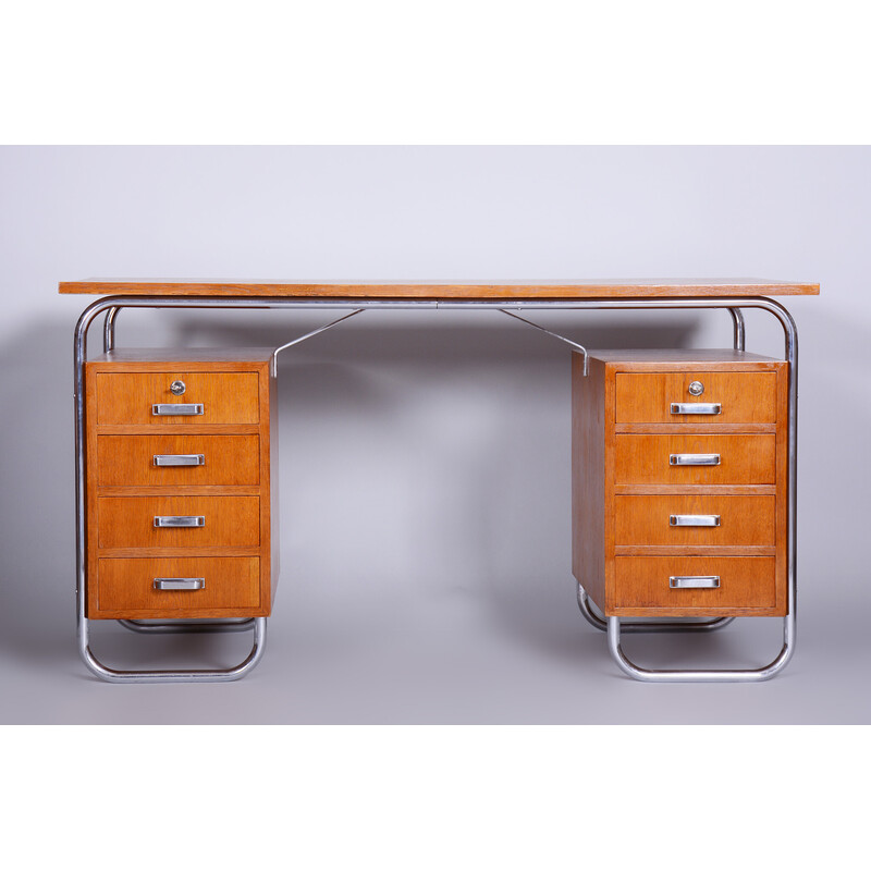 Vintage beech desk for Mücke-Melder, Czechoslovakia 1930s