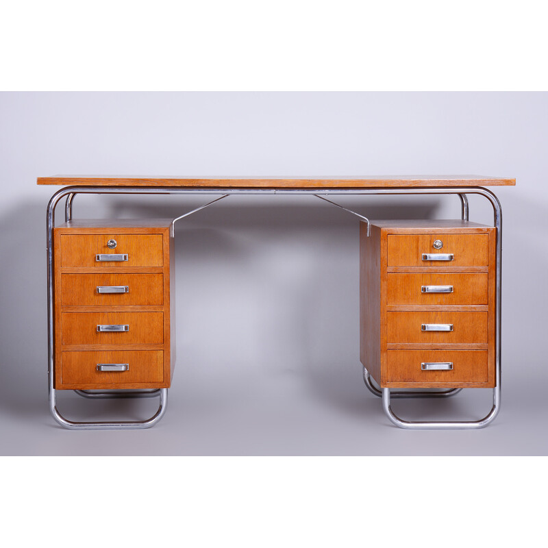 Vintage beukenhouten bureau voor Mücke-Melder, Tsjecho-Slowakije jaren 1930