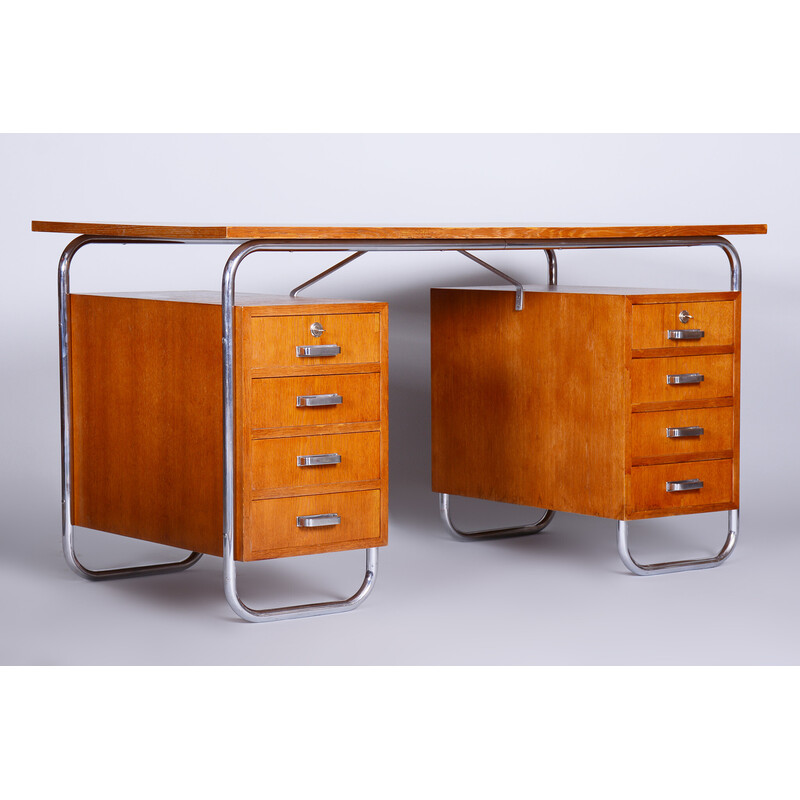 Vintage beukenhouten bureau voor Mücke-Melder, Tsjecho-Slowakije jaren 1930