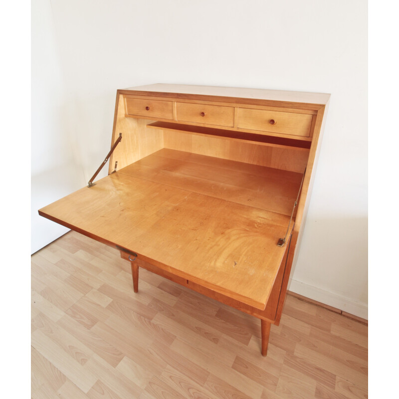 Mid-century secretary dutch in blond wood - 1950s