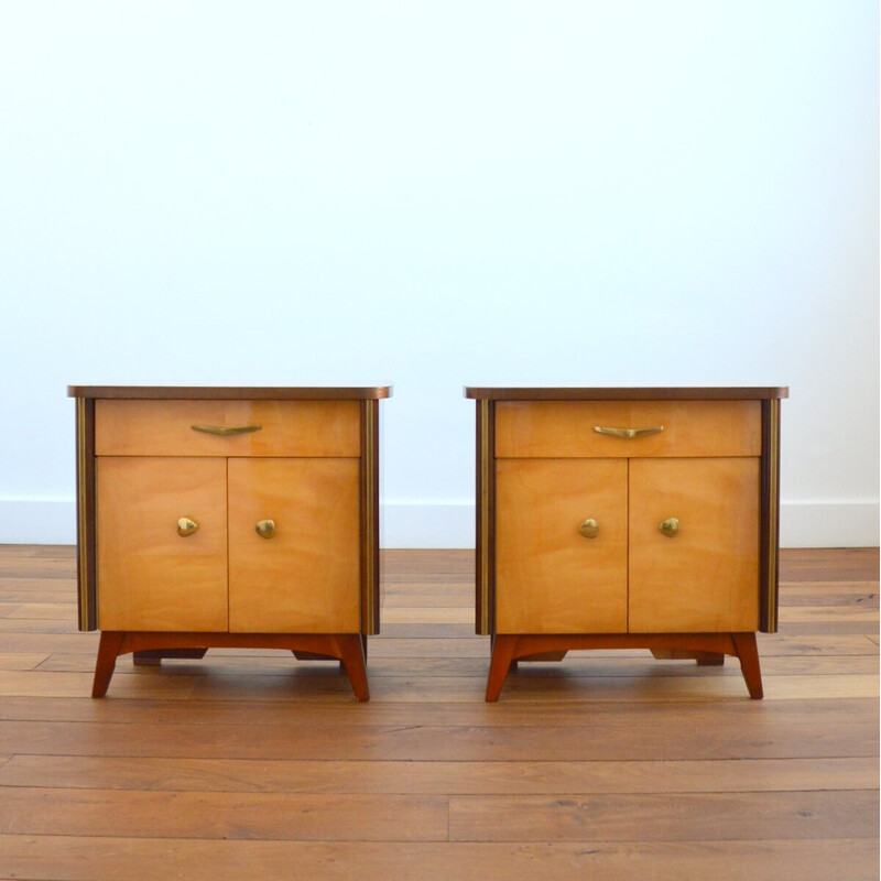 Pair of vintage 2 door night stands, 1950